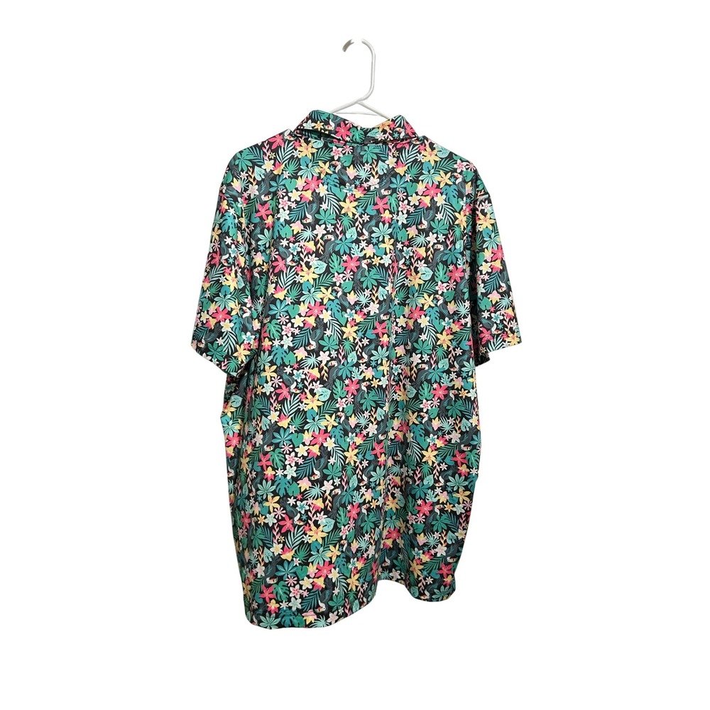 Chubbies Polo Shirt Mens XXL Black Multi Tropical Floral Performance Aloha Golf - Picture 5 of 5